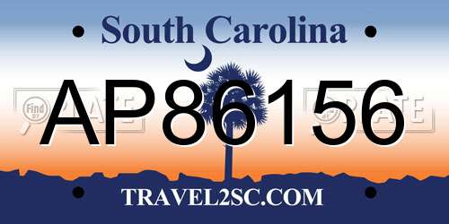 AP86156 South Carolina License Plate