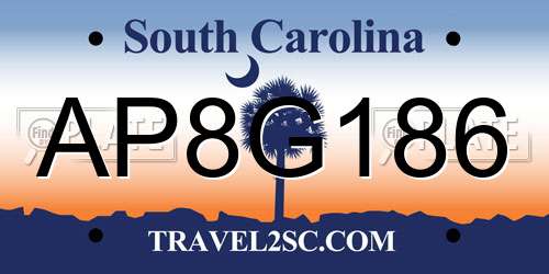 AP8G186 South Carolina License Plate