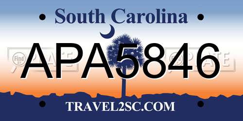 APA5846 South Carolina License Plate