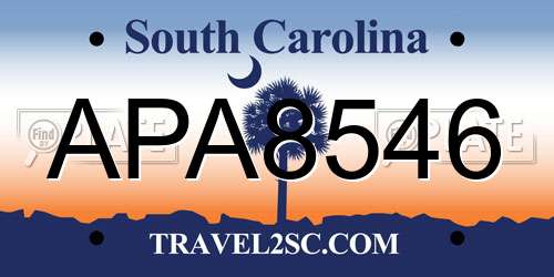 APA8546 South Carolina License Plate