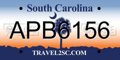 APB6156 South Carolina License Plate