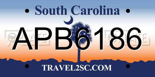 APB6186 South Carolina License Plate