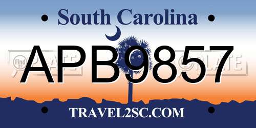APB9857 South Carolina License Plate