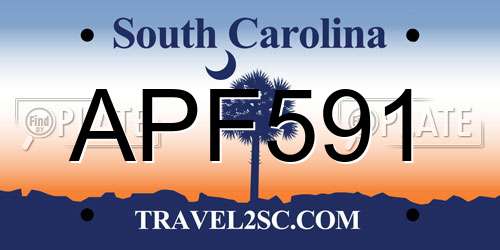 APF591 South Carolina License Plate