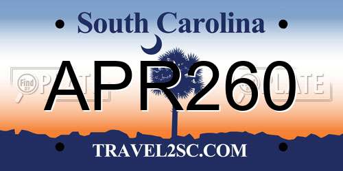 APR260 South Carolina License Plate