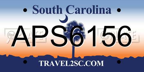 APS6156 South Carolina License Plate