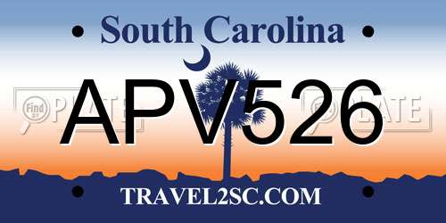 APV526 South Carolina License Plate