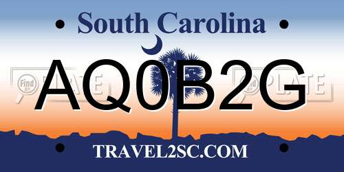 AQ0B2G South Carolina License Plate