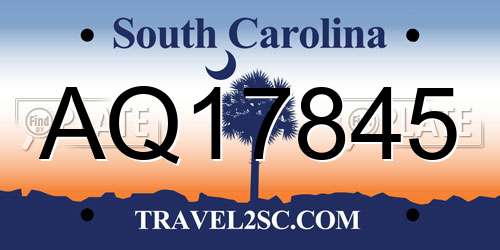 AQ17845 South Carolina License Plate