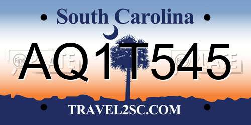 AQ1T545 South Carolina License Plate