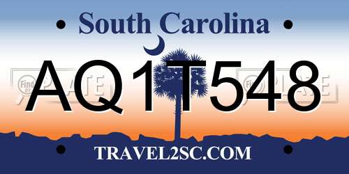 AQ1T548 South Carolina License Plate