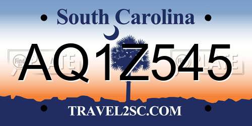 AQ1Z545 South Carolina License Plate