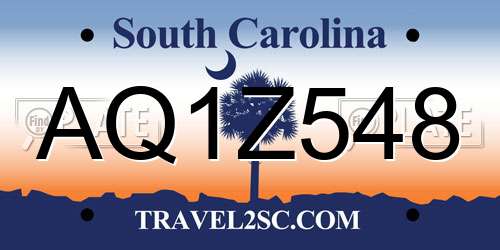 AQ1Z548 South Carolina License Plate
