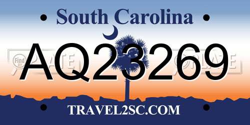 AQ23269 South Carolina License Plate