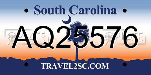 AQ25576 South Carolina License Plate