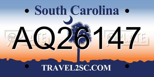 AQ26147 South Carolina License Plate