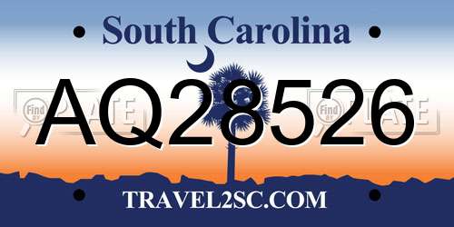 AQ28526 South Carolina License Plate