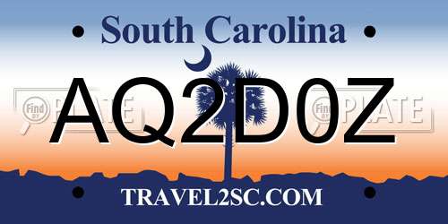 AQ2D0Z South Carolina License Plate