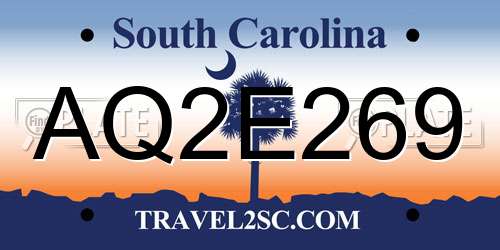 AQ2E269 South Carolina License Plate
