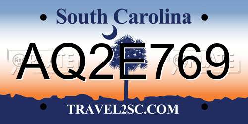 AQ2E769 South Carolina License Plate