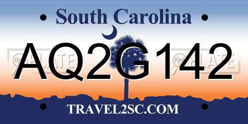 AQ2G142 South Carolina License Plate