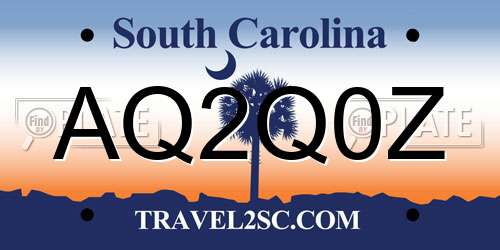 AQ2Q0Z South Carolina License Plate