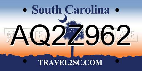 AQ2Z962 South Carolina License Plate