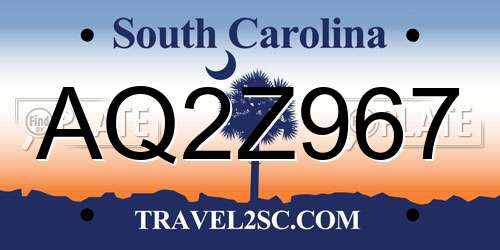 AQ2Z967 South Carolina License Plate