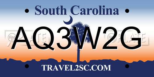 AQ3W2G South Carolina License Plate