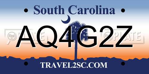 AQ4G2Z South Carolina License Plate