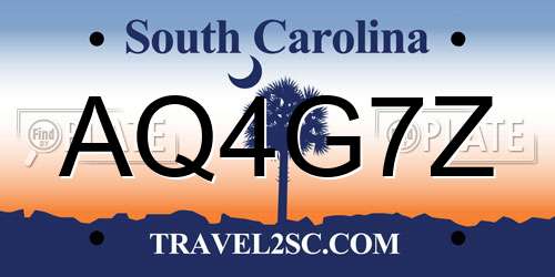 AQ4G7Z South Carolina License Plate