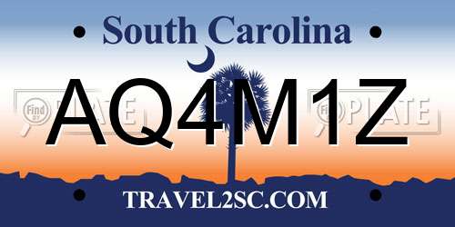 AQ4M1Z South Carolina License Plate