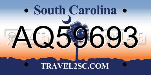 AQ59693 South Carolina License Plate