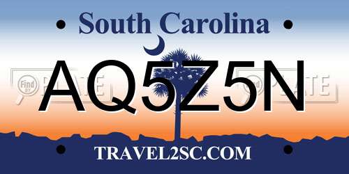 AQ5Z5N South Carolina License Plate