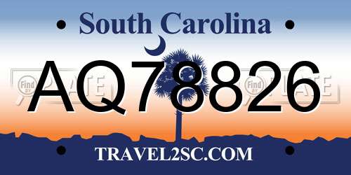 AQ78826 South Carolina License Plate