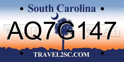 AQ7G147 South Carolina License Plate