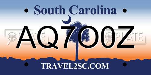 AQ7O0Z South Carolina License Plate