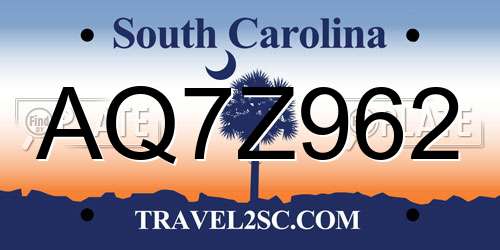 AQ7Z962 South Carolina License Plate