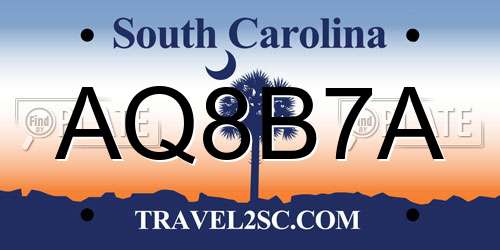 AQ8B7A South Carolina License Plate