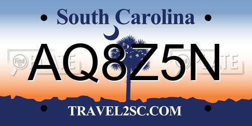 AQ8Z5N South Carolina License Plate