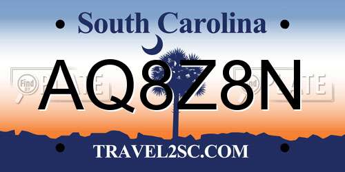 AQ8Z8N South Carolina License Plate