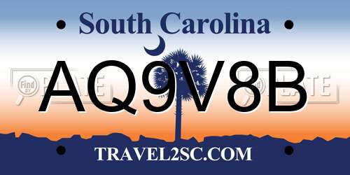 AQ9V8B South Carolina License Plate