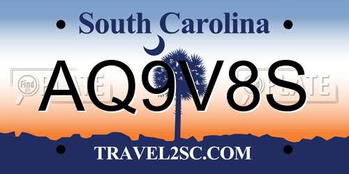 AQ9V8S South Carolina License Plate