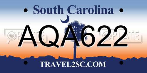 AQA622 South Carolina License Plate
