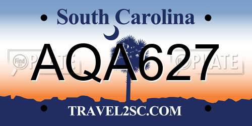 AQA627 South Carolina License Plate