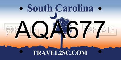AQA677 South Carolina License Plate