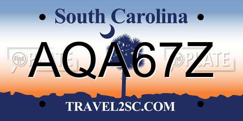 AQA67Z South Carolina License Plate