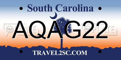 AQAG22 South Carolina License Plate