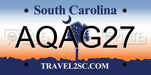 AQAG27 South Carolina License Plate