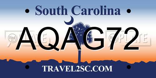 AQAG72 South Carolina License Plate